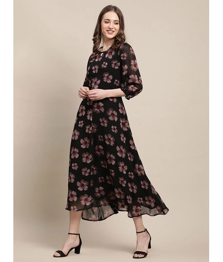 Premium Women Fabflee Black Chiffon Gown - - None 2025 at ShopCircuit | ONDC