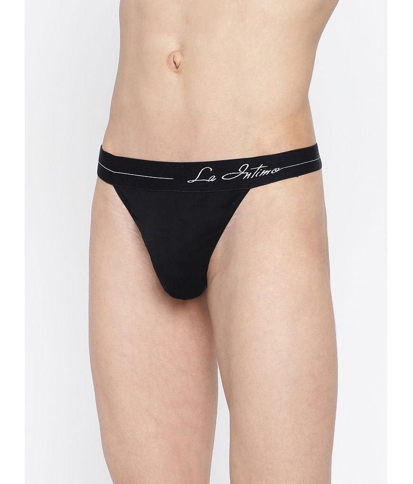 Premium Men La Intimo Pack of 3 Cotton Mens Thongs ( Black ) - None 2025 at ShopCircuit | ONDC