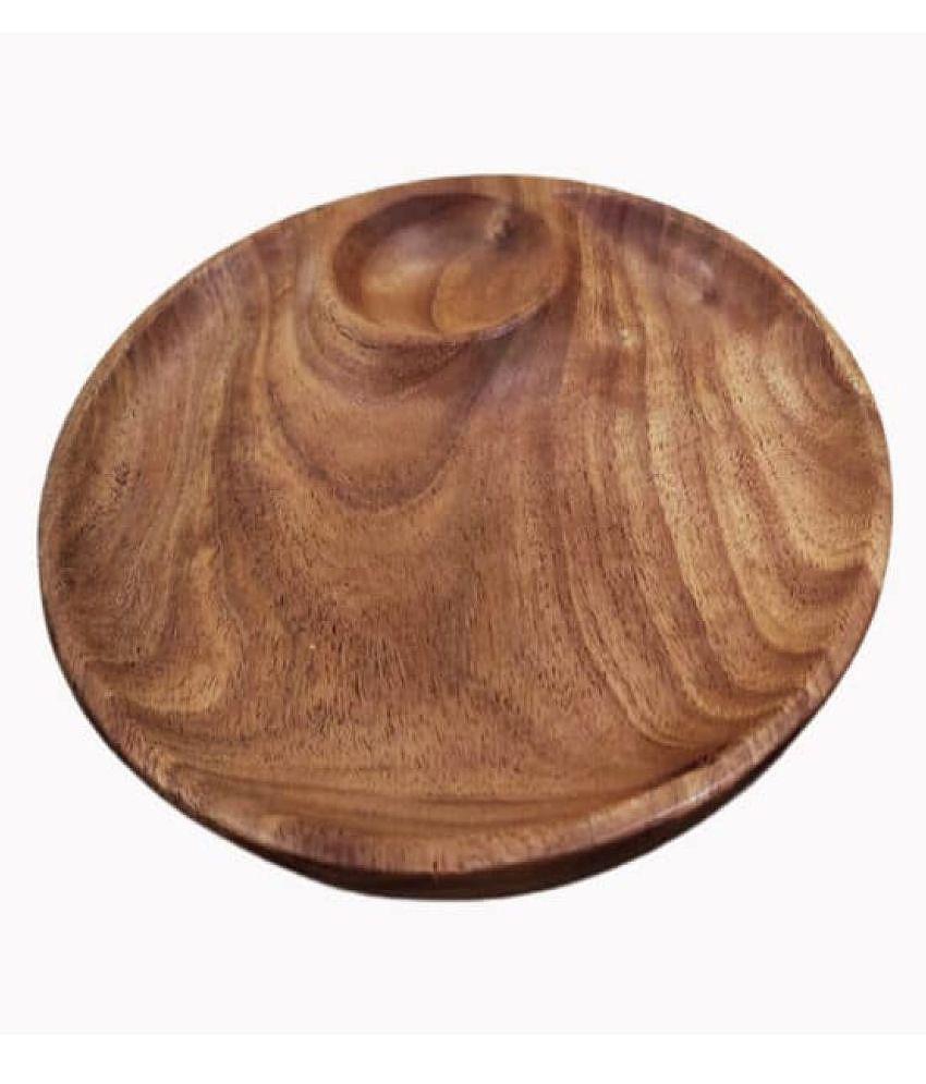 AGRICLUB 1 Pcs Wooden Full Plate - Caramel