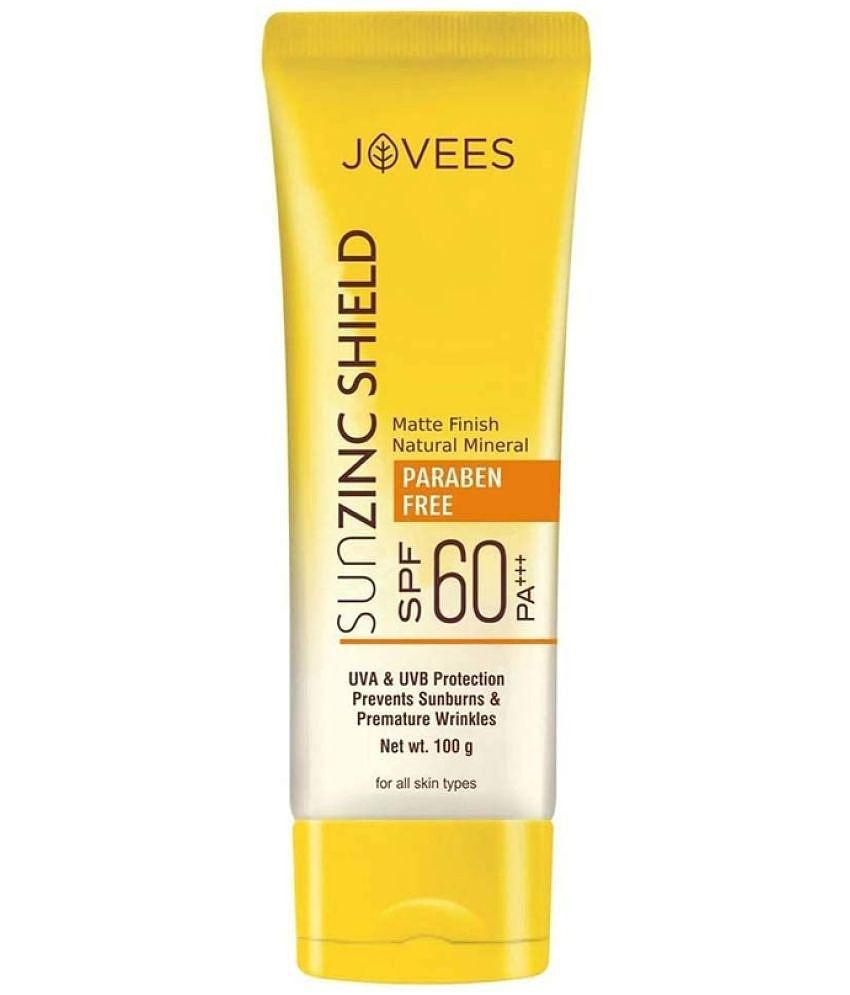 Jovees Herbal Sun Zinc Shield SPF 60 Broad Spectrum PA+++ , Matte Finish UVA / UVB Protection 100 g