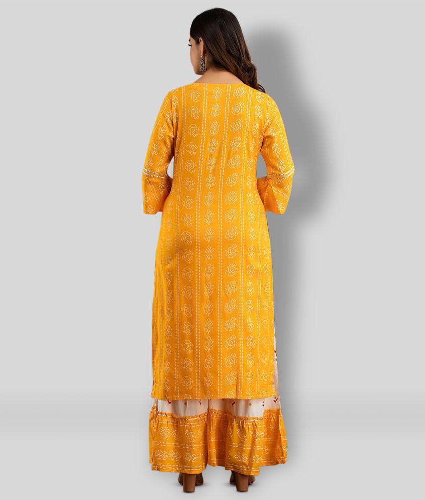 Lee Moda - Yellow Straight Rayon Women's Stitched Salwar Suit ( Pack of 1 ) - Red