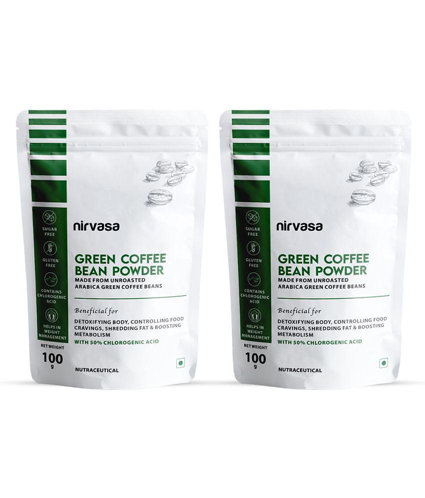 Nirvasa Green Coffee Powder, For Weight Management, enriched with Raw Unroasted Arabica Green Coffee Powder, Vegan, Sugar Free, NON-GMO 2B (2 X 100g)