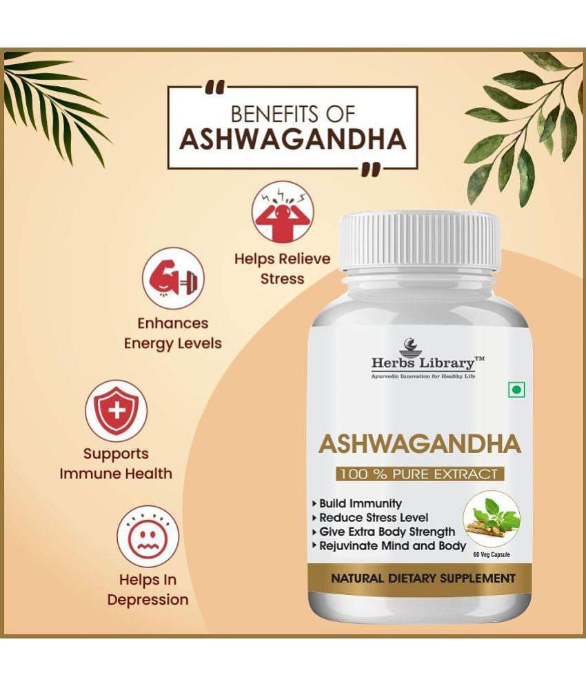 Herbs Library Ashwagandha Extract , Improve Muscles Strength, Energy and Immunity, 60 Capsules