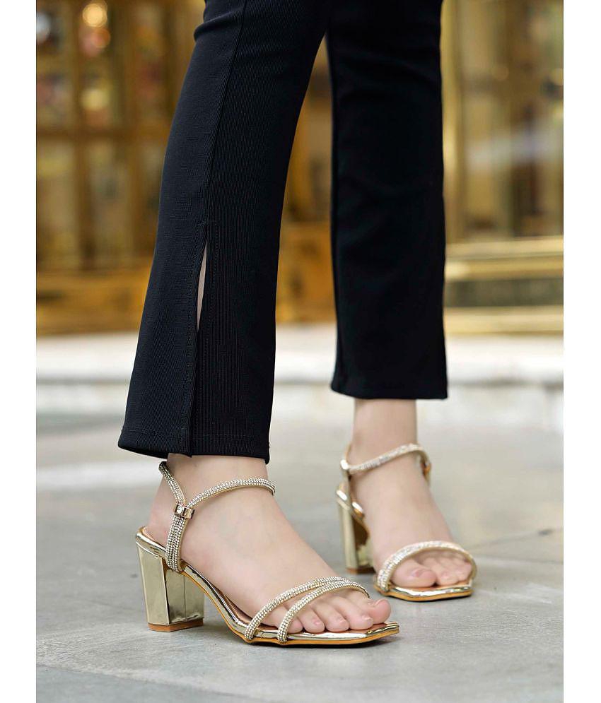 Shoetopia Gold Womens Sandal Heels - None