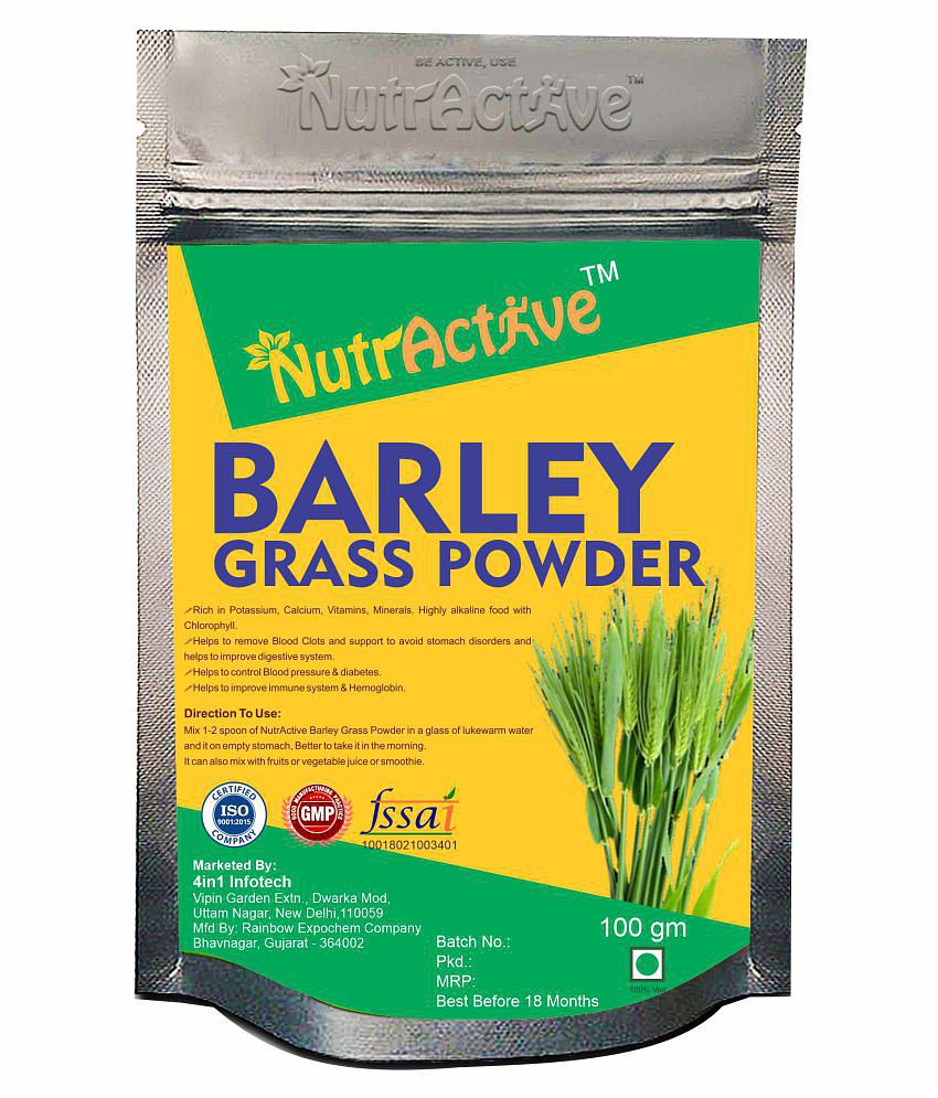 NutrActive Organic Barley Grass Powder for Natural Alkaline and Chlorophyll Powder 100 gm