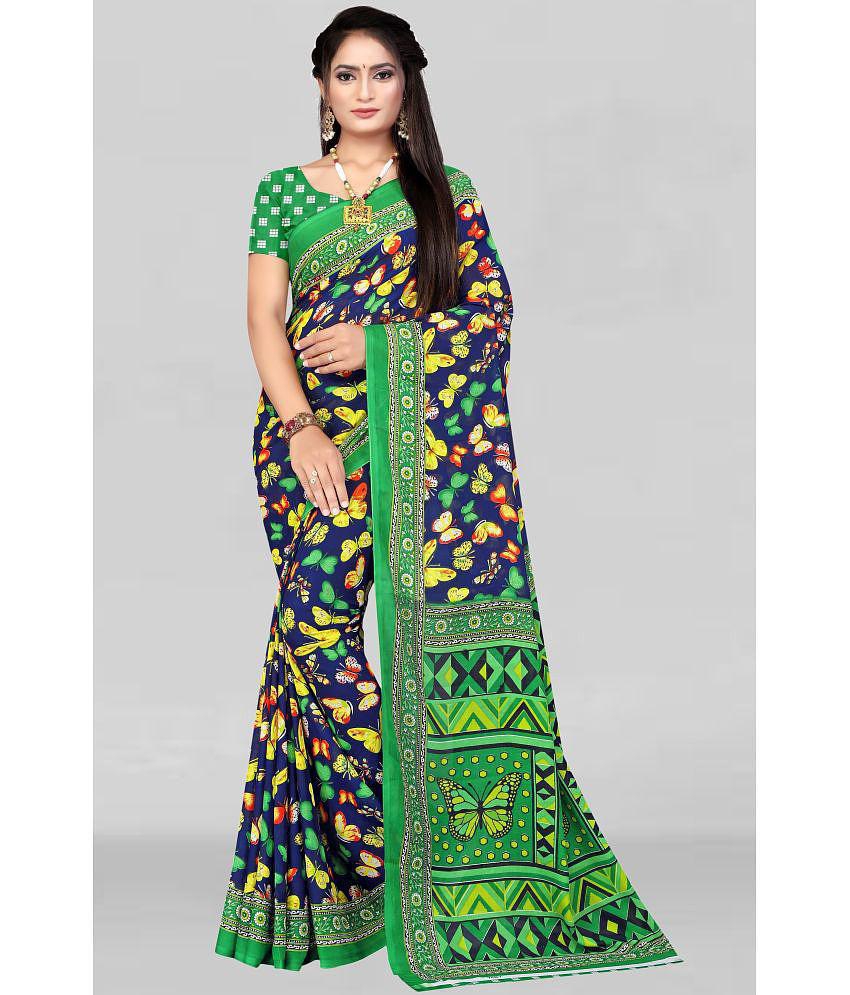 LEELAVATI - Green Crepe Saree With Blouse Piece ( Pack of 1 ) - Green