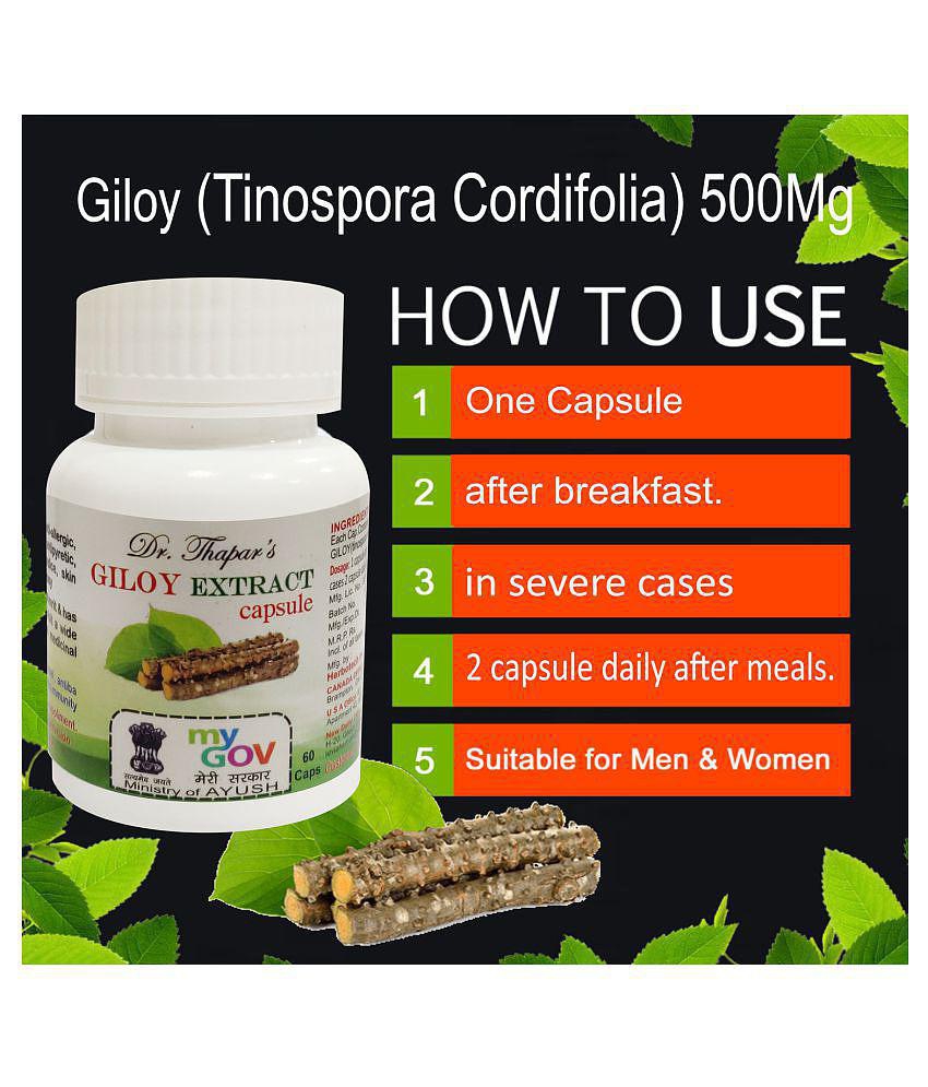 Dr. Thapar's GILOY GHANVATI(Tinosporia Cordifolia)60 Capsule 500 mg