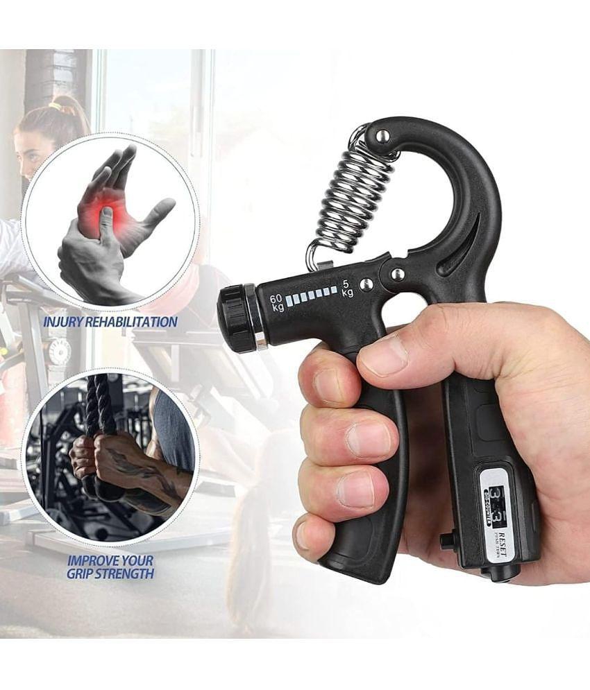 HSP ENTERPRISES Adjustable Hand Grip with Smart Counter | Resistance (10KG - 60KG) | Hand/Power Gripper for Home & Gym - Assorted