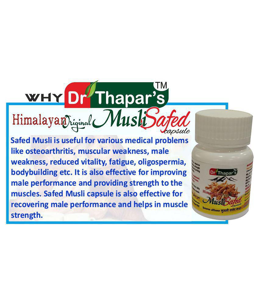 SAFED MUSLI HIMALAYAN ORIGINAL By DR.THAPAR 25+5 Free Capsule 500 mg