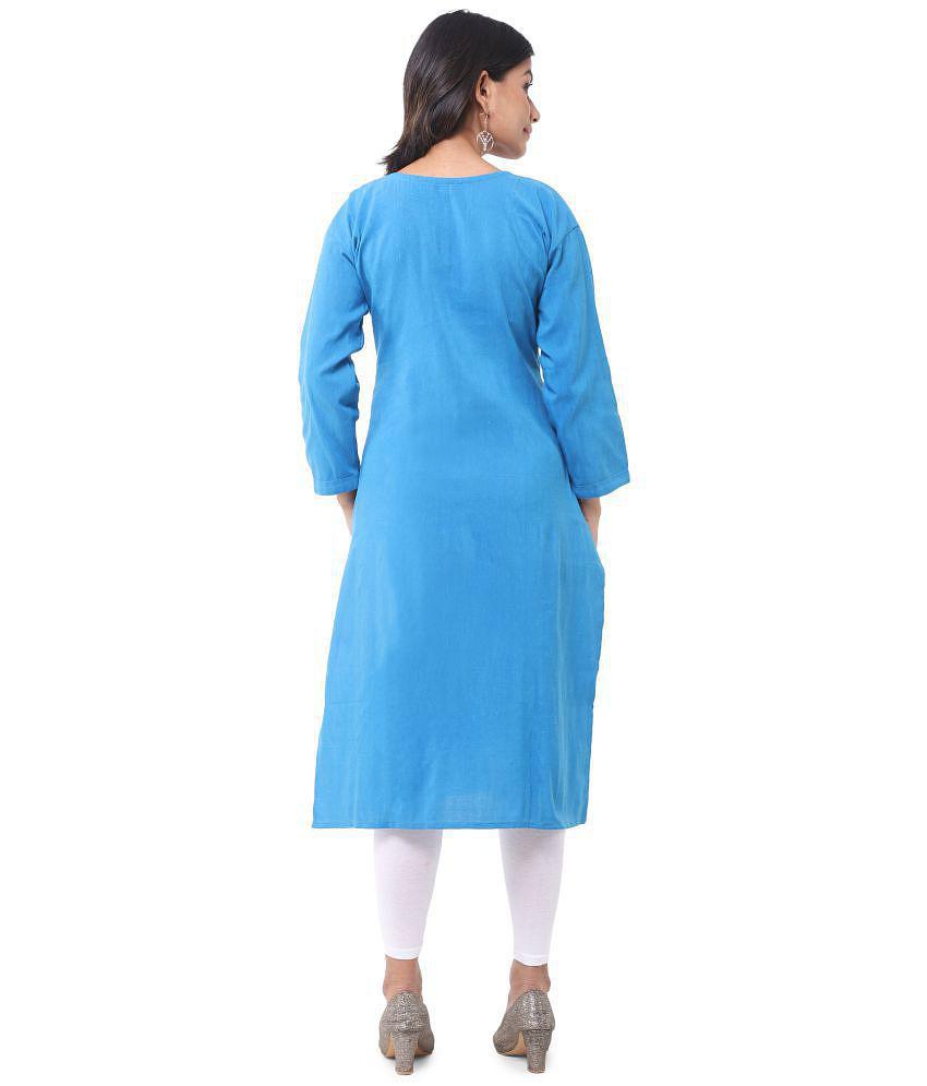 Buy Online Plo DESHBANDHU DBK - Blue Cotton Women's Straight Kurti - None