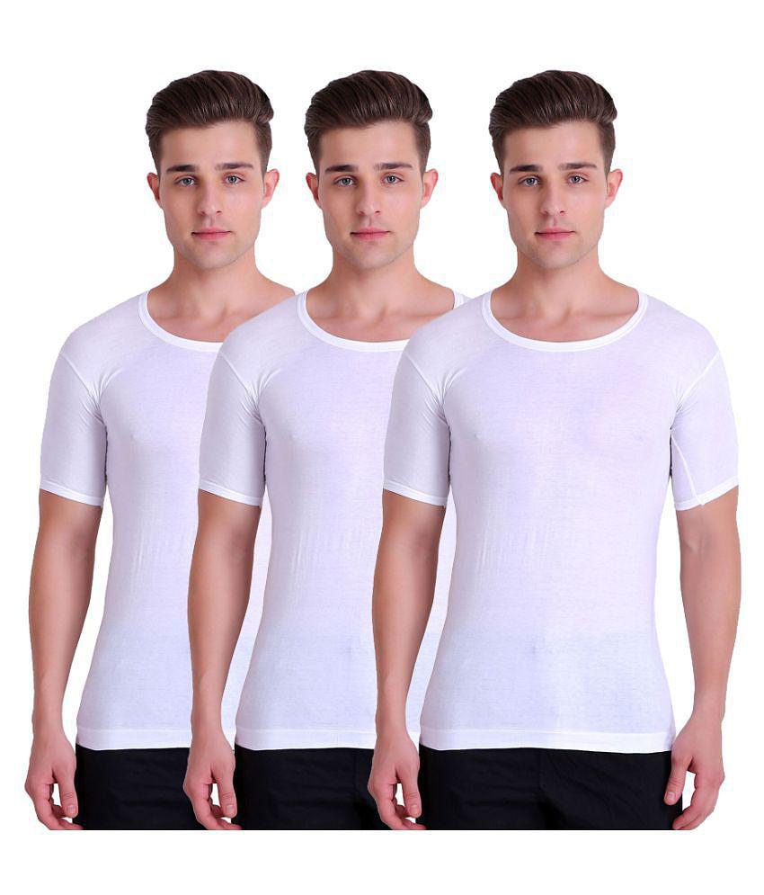 TT White Half Sleeve Vests Pack Of 3 - 100