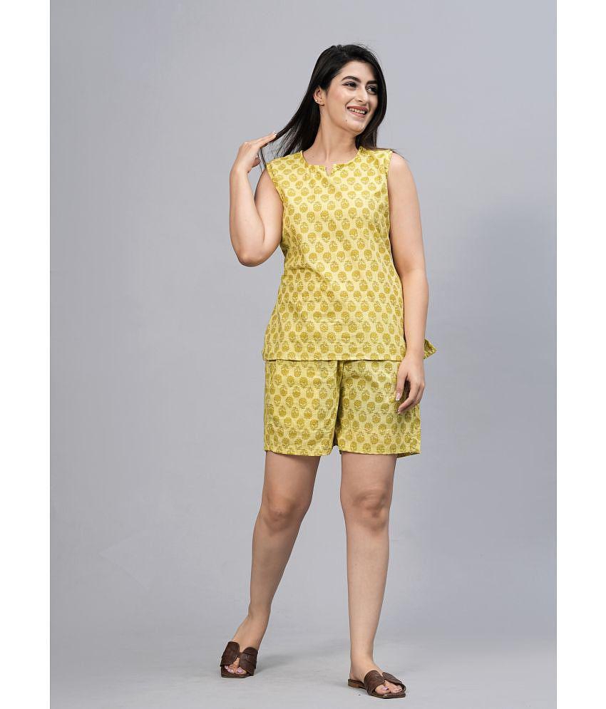 Premium Men Frionkandy Yellow Cotton Womens Nightwear Nightsuit Sets ( Pack of 1 ) - None 2025 a
