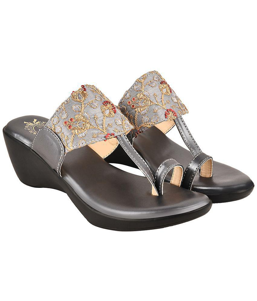 Shoetopia - Gray Women''s Slip On Heels - None