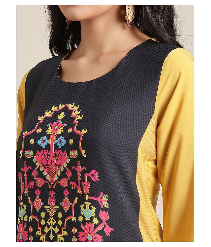 KSUT Yellow Viscose Straight Kurti - Single - S