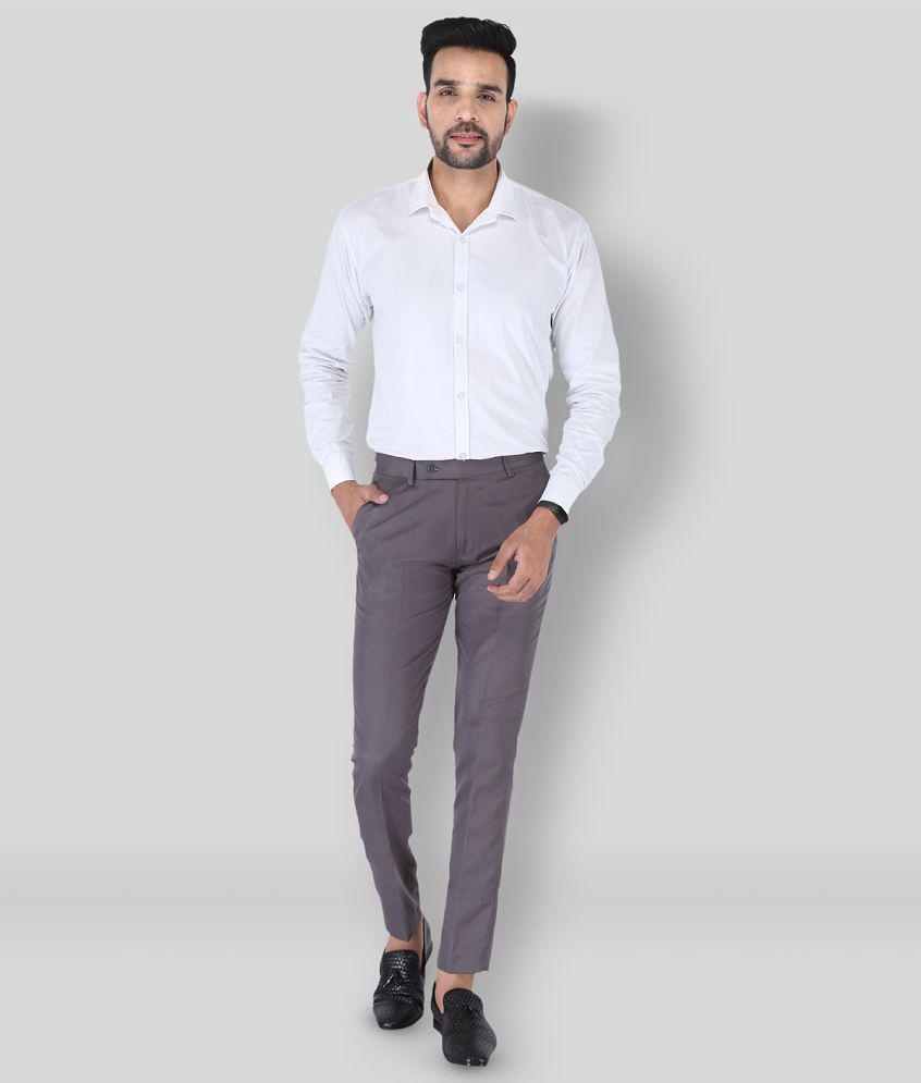 SREY - Grey Polycotton Slim - Fit Men's Chinos ( Pack of 1 ) - None