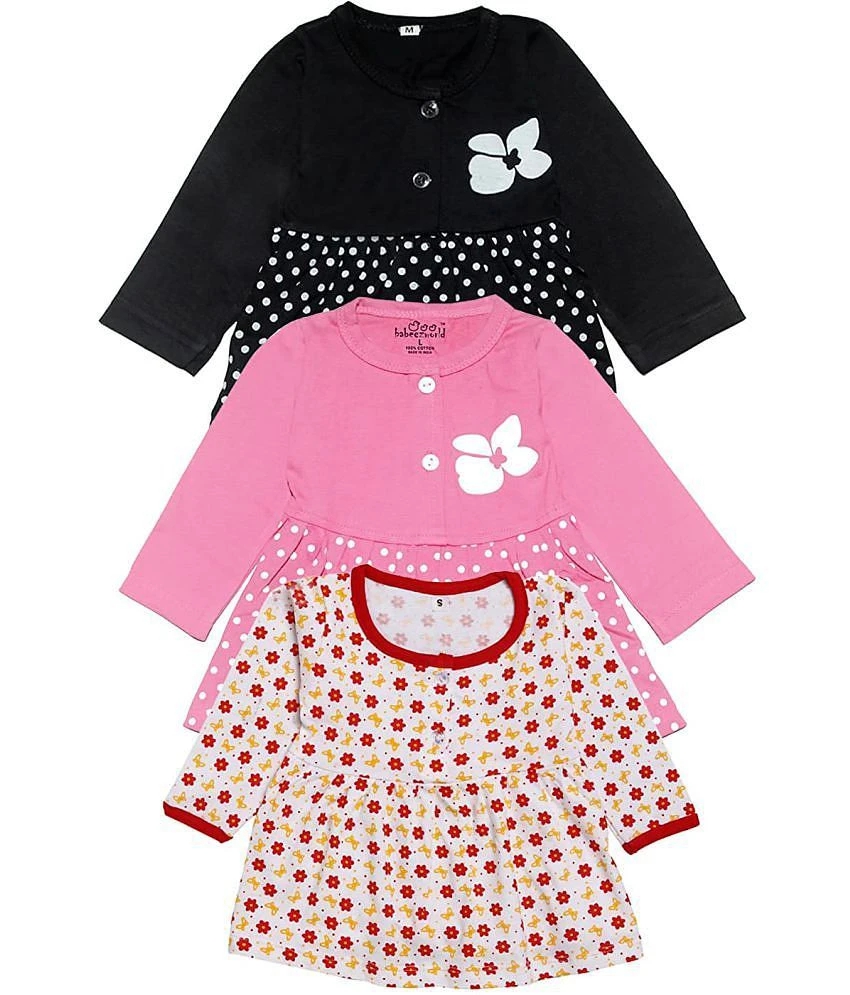 Affordable Women Babeezworld Baby Girl’s Pure Cotton Knee Length Dress Pack Of 3 - None 2025 at 
