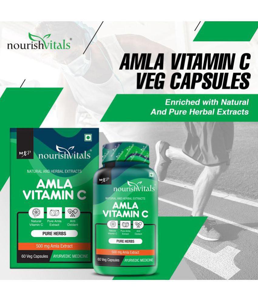 NourishVitals Amla Vitamin C with Tannins > 25% Pure Herbs, 500 mg Amla Extract 60 Veg Capsules (Pack Of 3)