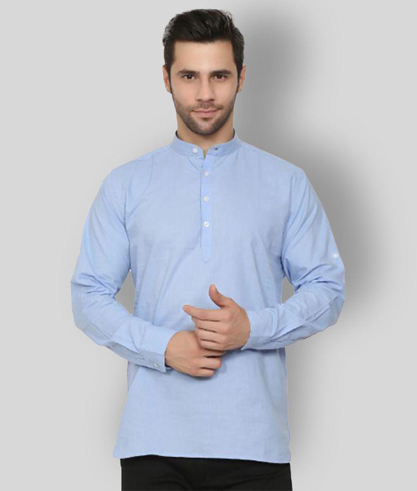 Springberry - Blue 100 percent Cotton Men's Shirt Style Kurta ( Pack of 1 ) - None