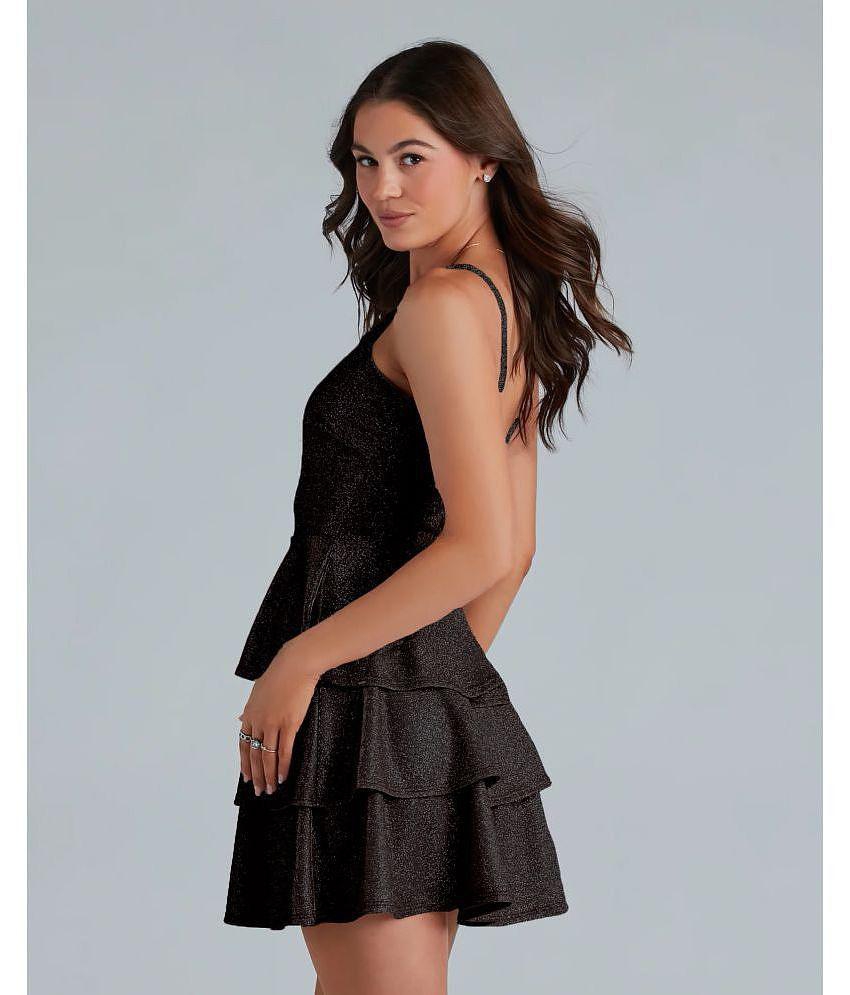Best Men Addyvero Polyester Embellished Mini Womens Fit & Flare Dress - Black ( Pack of 1 ) - No
