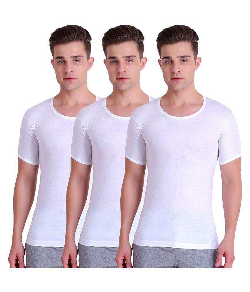 TT White Half Sleeve Vests Pack Of 3 - 100