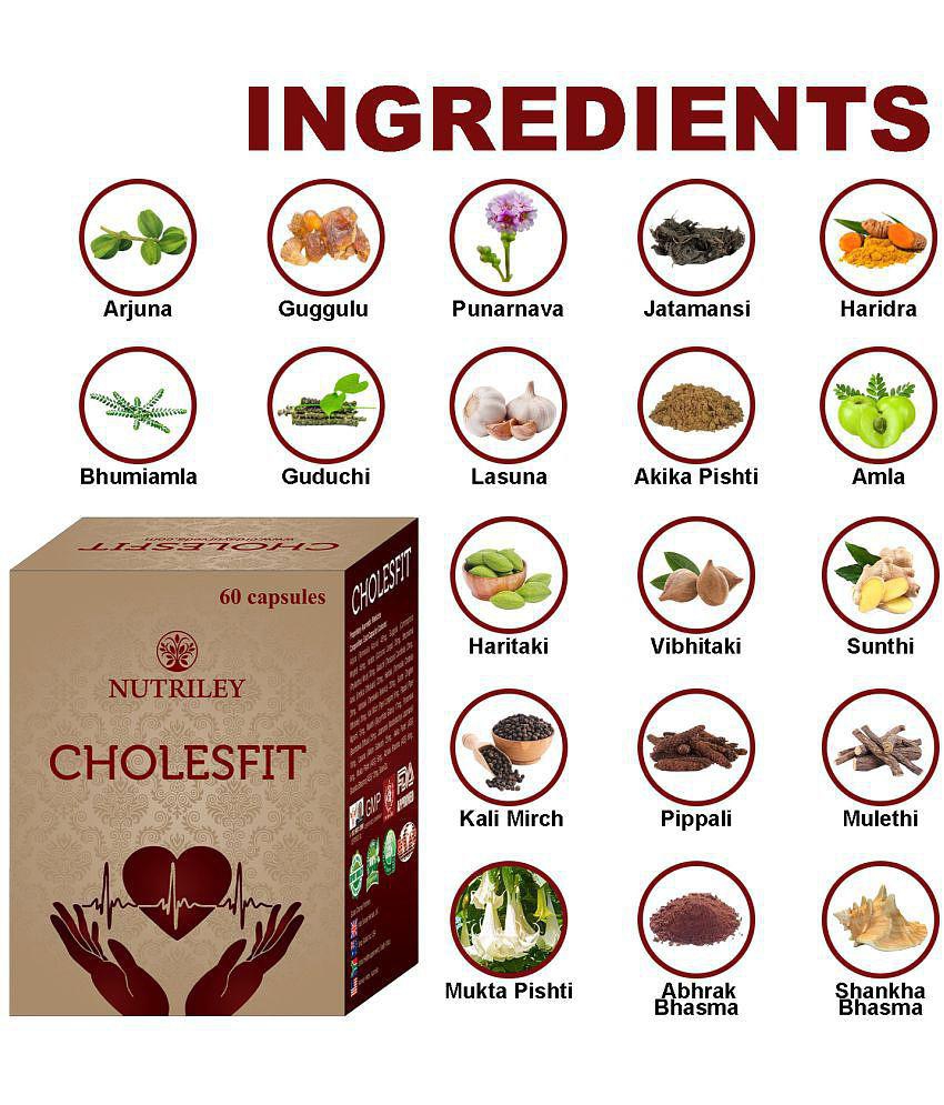 Nutriley Heart Care, Ayurveda Cholstrol Capsule 60 gm Pack Of 1