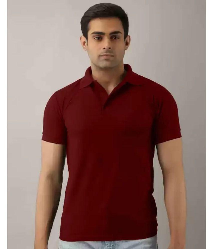 SKYRISE - Burgundy Cotton Blend Slim Fit Men's Polo T Shirt ( Pack of 1 ) - None