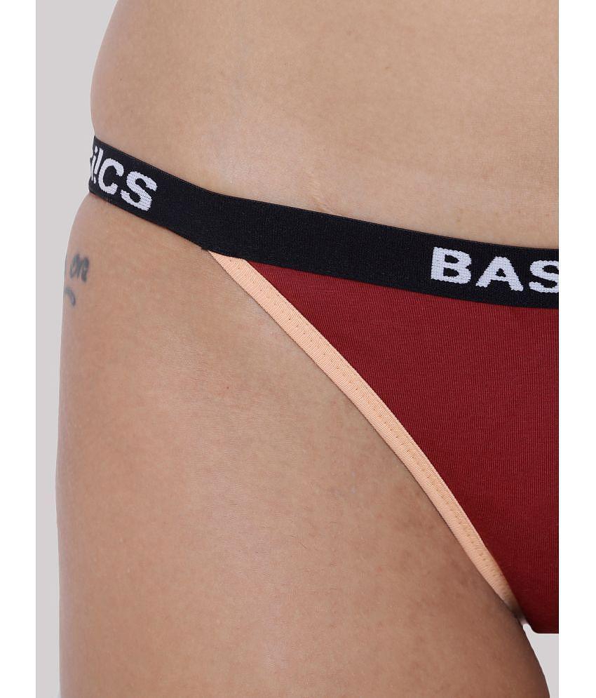 Exclusive Men BASIICS By La Intimo - Maroon BCPBR09 Cotton Lycra Solid Womens Crotchless ( Pack 