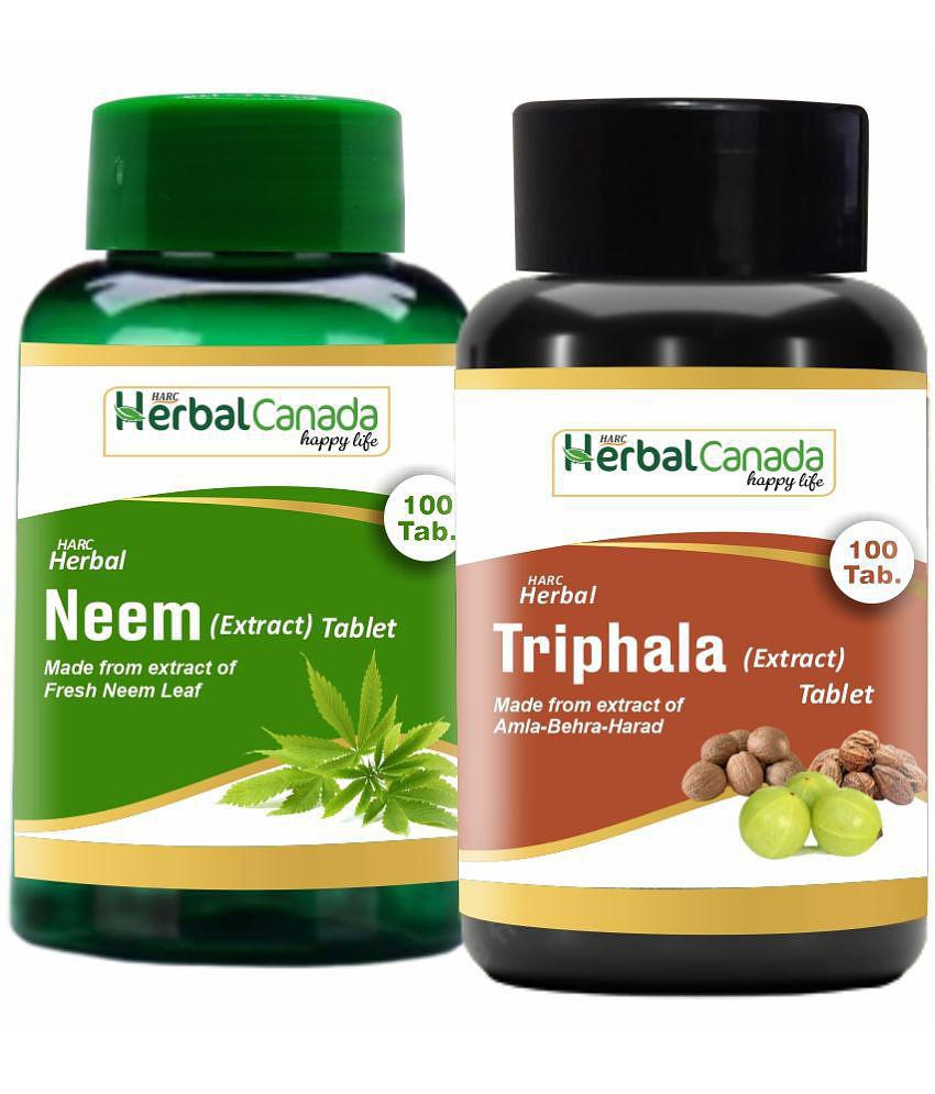 Herbal Canada Neem (100Tab) + Triphala (100Tab) Tablet 200 no.s Pack Of 2