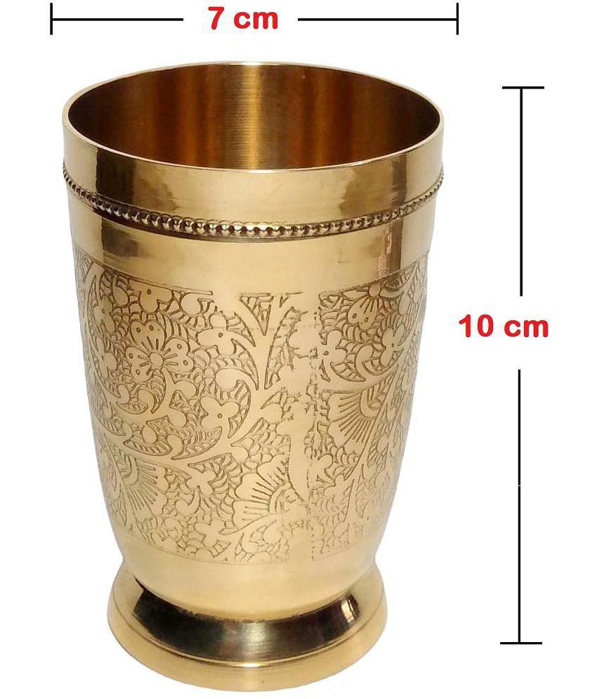 A & H ENTERPRISES - Heavy Water Use Brass Glasses Set 250 ml ( Pack of 2 )