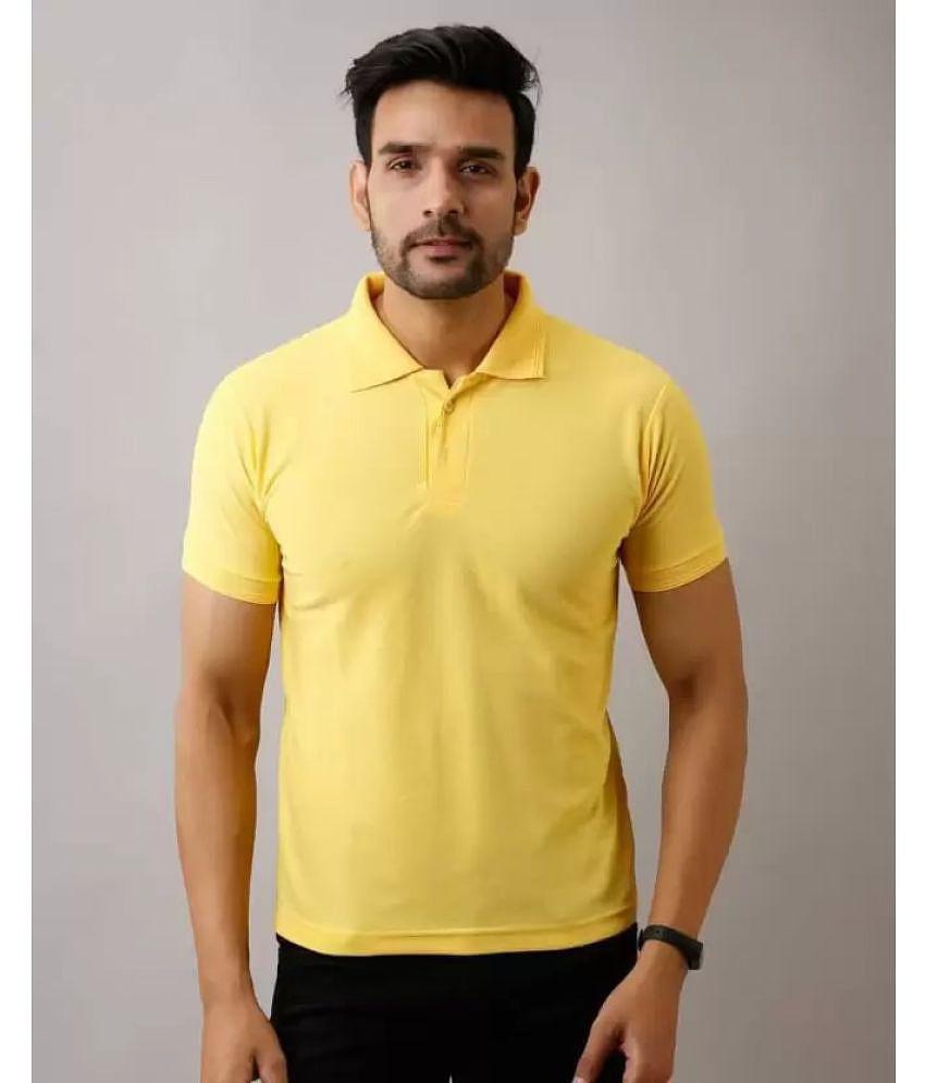 SKYRISE Cotton Blend Slim Fit Solid Half Sleeves Mens Polo T Shirt - Yellow ( Pack of 1 ) - None