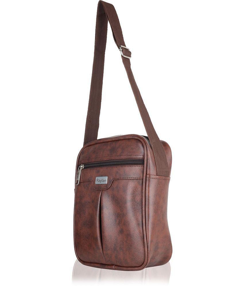 Raylan - Brown Textured Messenger Bag - Brown