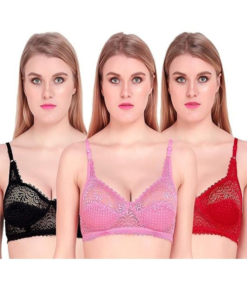 Best Men Kiran Enterprises Multicolor Net Non Padded Womens Everyday Bra ( Pack of 3 ) - None 20