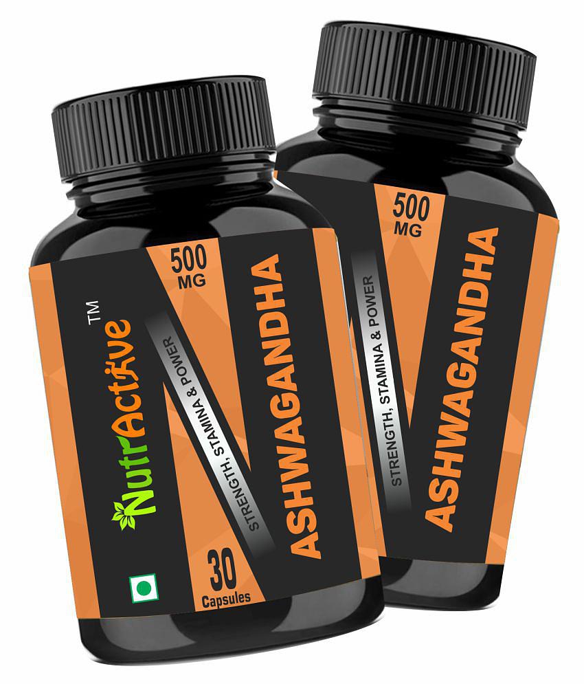 NutrActive Organic Ashwagandha Capsules 500mg 60 no.s Multivitamins Capsule Pack of 2