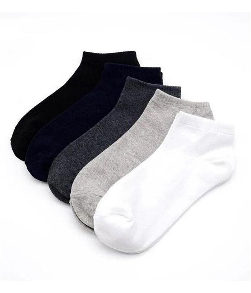 Broen - Cotton Mens Solid Multicolor Ankle Length Socks ( Pack of 5 ) - Multicolor