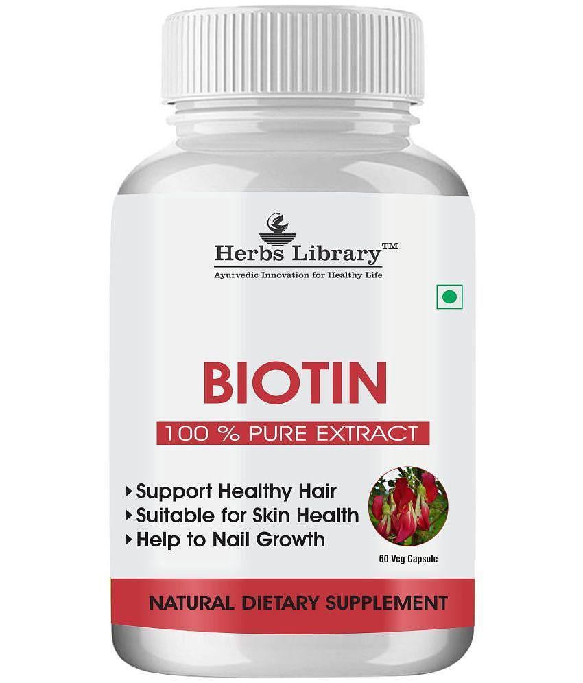 Herbs Library Biotin Capules For Hair Growth, Skin and Nails 60 Capsules (Pack of 1)