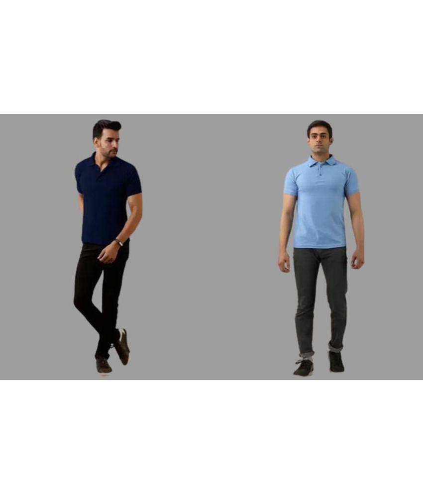 SKYRISE - Multicolor Cotton Blend Slim Fit Men's Polo T Shirt ( Pack of 2 ) - None