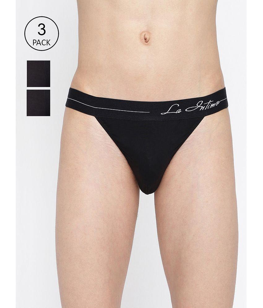 Premium Men La Intimo Pack of 3 Cotton Mens Thongs ( Black ) - None 2025 at ShopCircuit | ONDC
