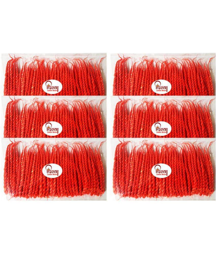 Divya Cotton Wicks Long Cotton Wicks Twisted Diya Batti 400 Pieces ( Pack of 6 )