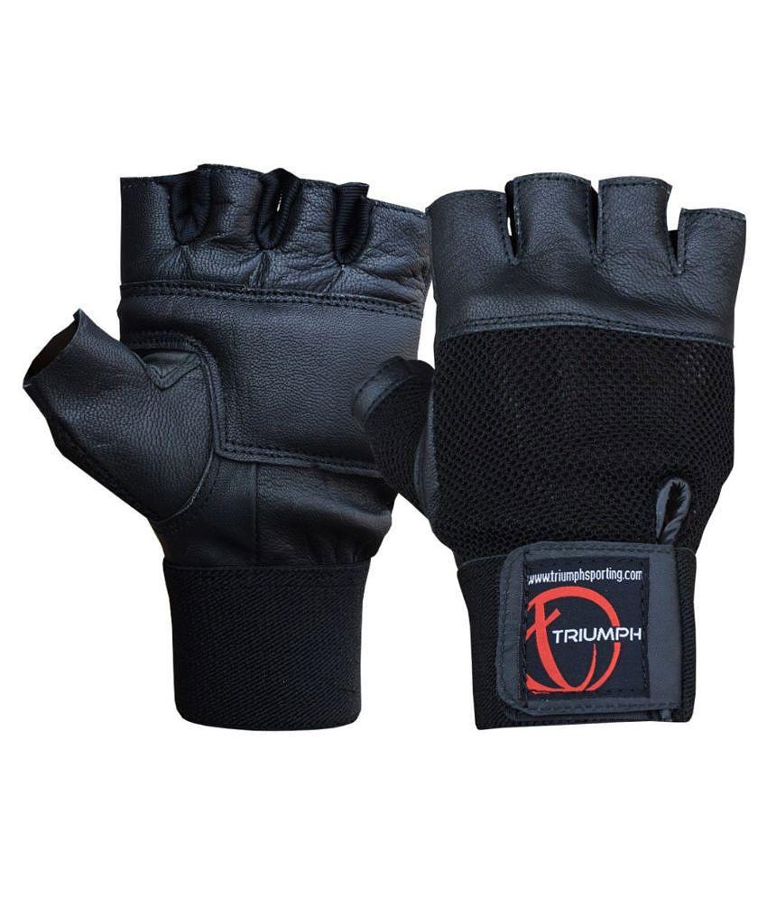 Triumph Power Leather Black Gym Gloves - XL