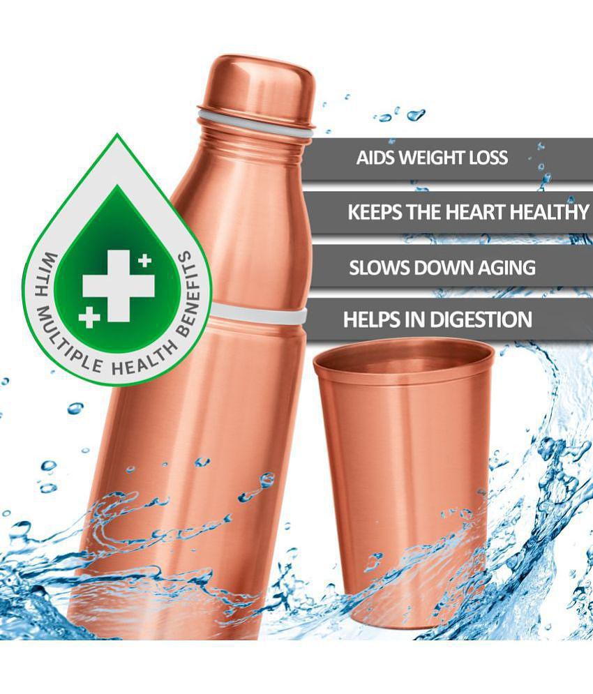 Milton Copper Combo 1000 Water Bottle, 1 Piece, 890 ml,Copper | 100% Leak Proof | Office Bottle | Gym Bottle | Yoga Bottle | Home | Kitchen | Hiking | Treking Bottle | Travel Bottle - Copper