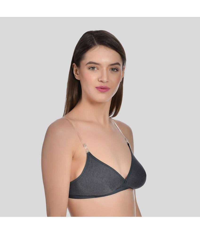 AIMLY - Black Cotton Blend Non Padded Women''s T-Shirt Bra ( Pack of 1 ) - None