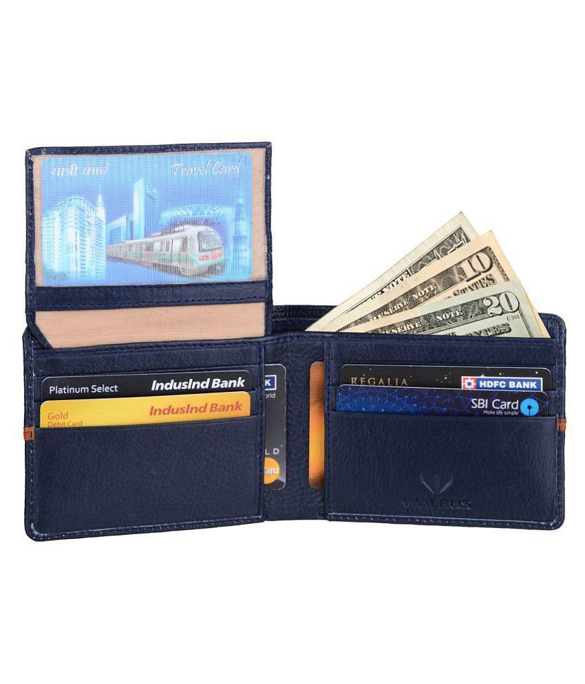 Trendy Men Walrus Leather Blue Casual Regular Wallet - Blue 2025 at ShopCircuit | ONDC