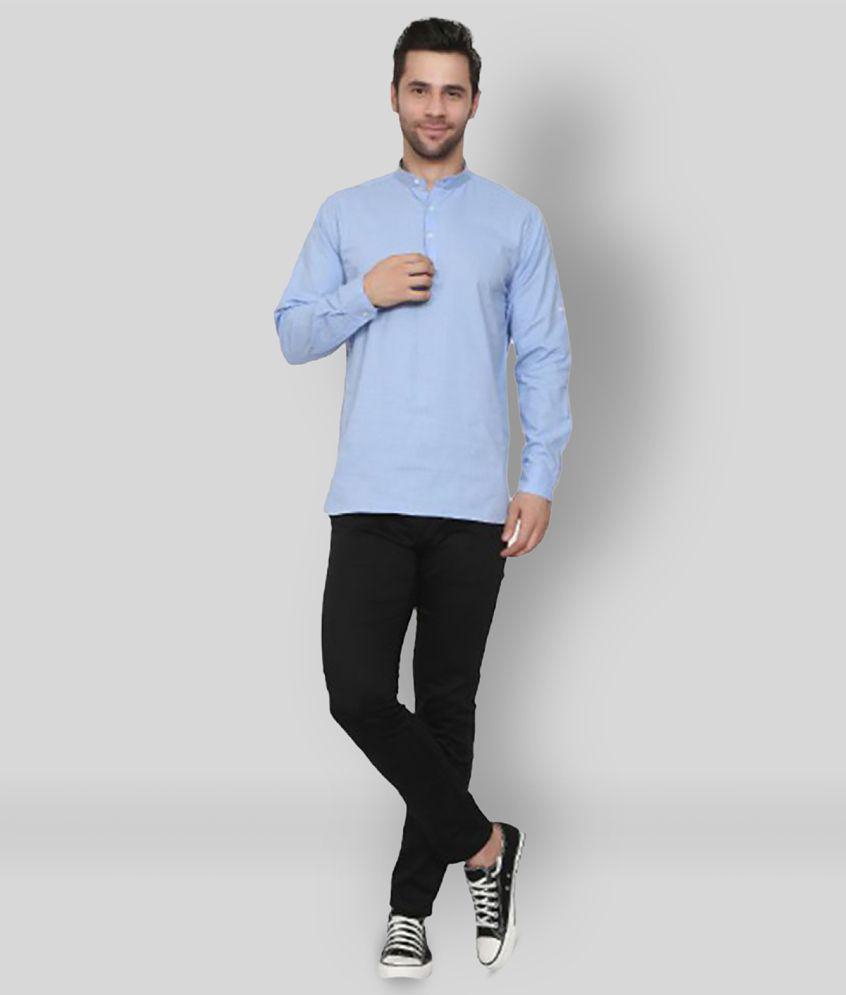 Springberry - Blue 100 percent Cotton Men's Shirt Style Kurta ( Pack of 1 ) - None