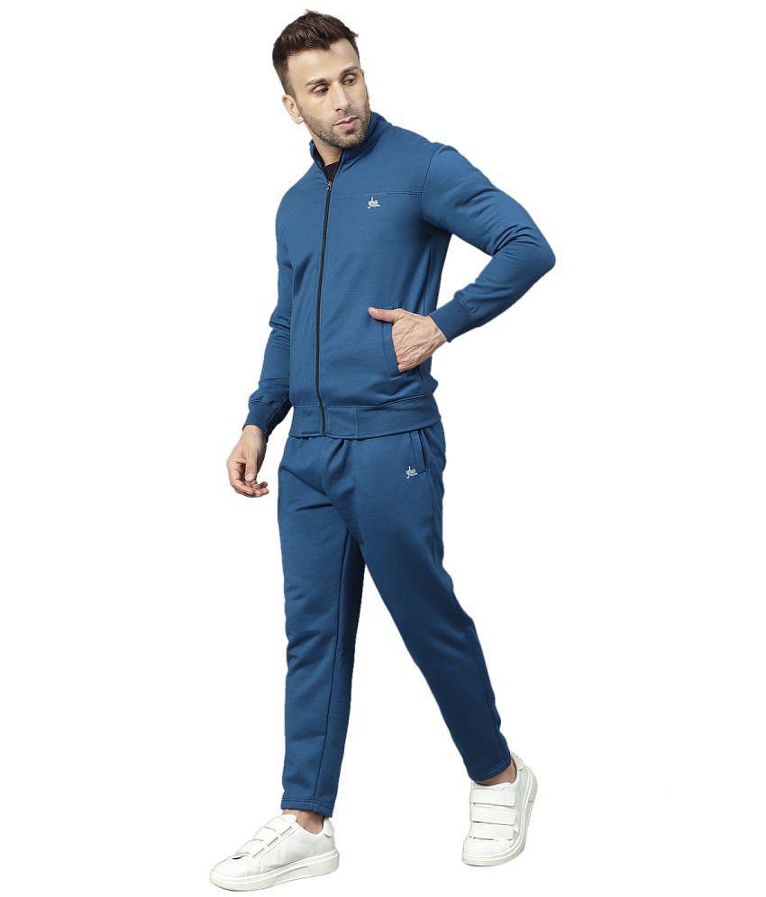 YHA - Blue Fleece Regular Fit Mens Tracksuit ( Pack of 1 ) - L