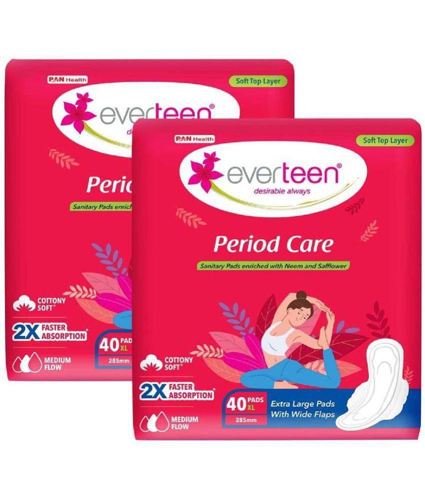 Everteen Period Care XL Soft Sanitary Pads For Medium Flow, 40 Pads Each (Pack of 2)