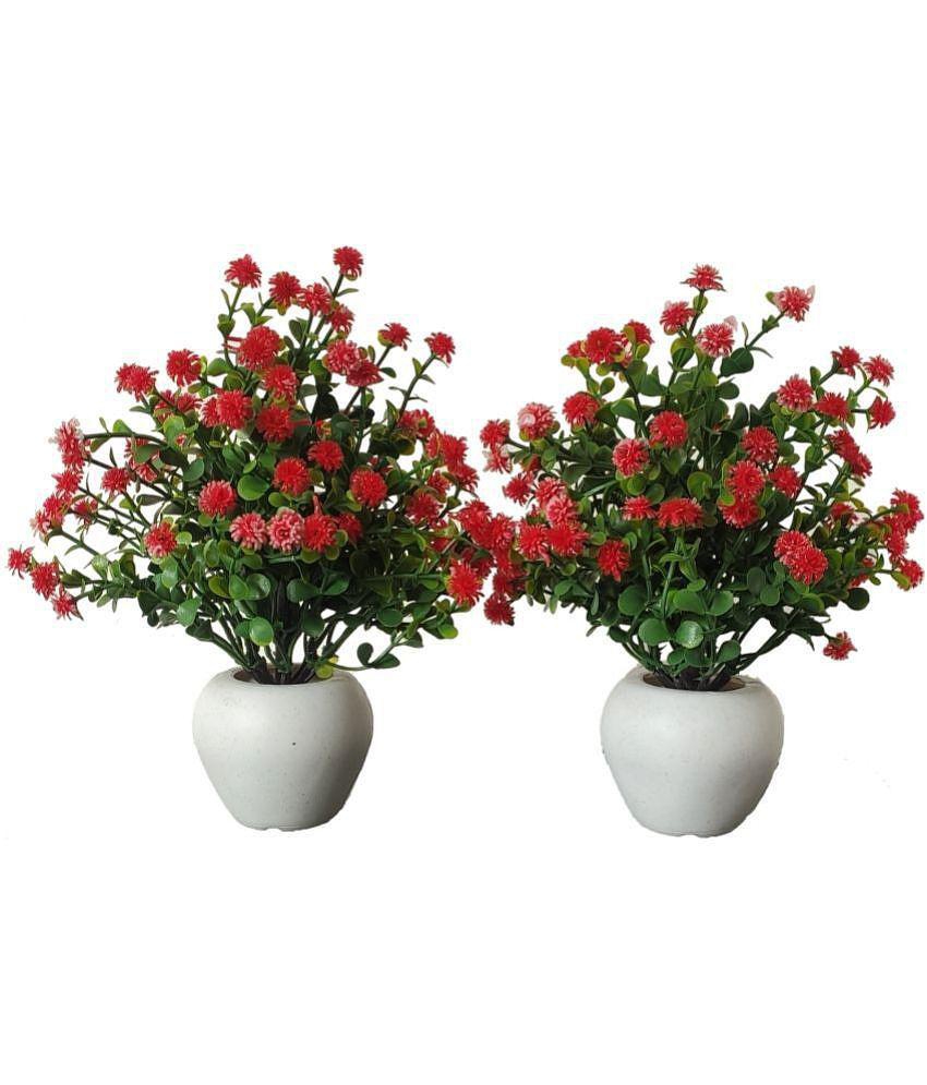 BAARIG - Red Daisy Artificial Flower ( Pack of 2 )