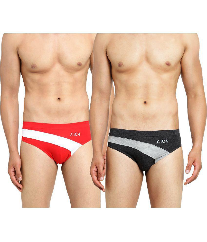 IC4 - Black Cotton Blend Men's Briefs ( Pack of 2 ) - XL