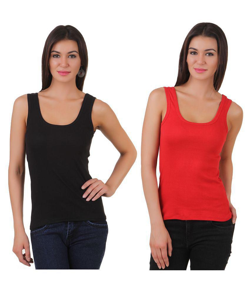 Q-Rious Multi Color Cotton Lycra Camisoles - M