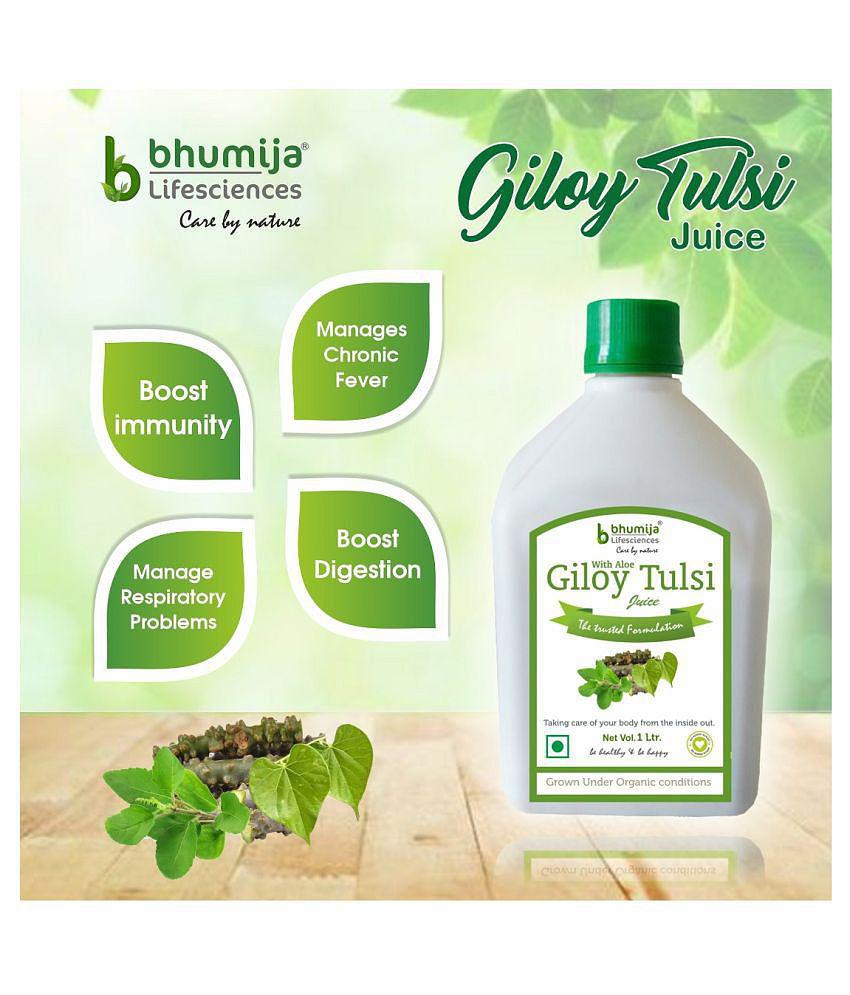 BHUMIJA LIFESCIENCES Giloy Tulsi Juice  Health Drink Liquid 2 l Pack of 2