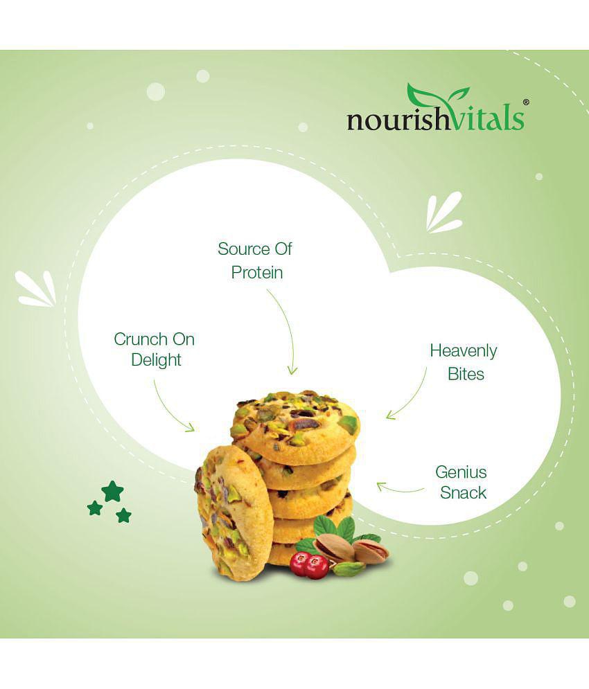 NourishVitals Pista Cranberry Cookies, Heavenly Bites, Source of Protein, Crunchy Delights, Genius Snack, 120g